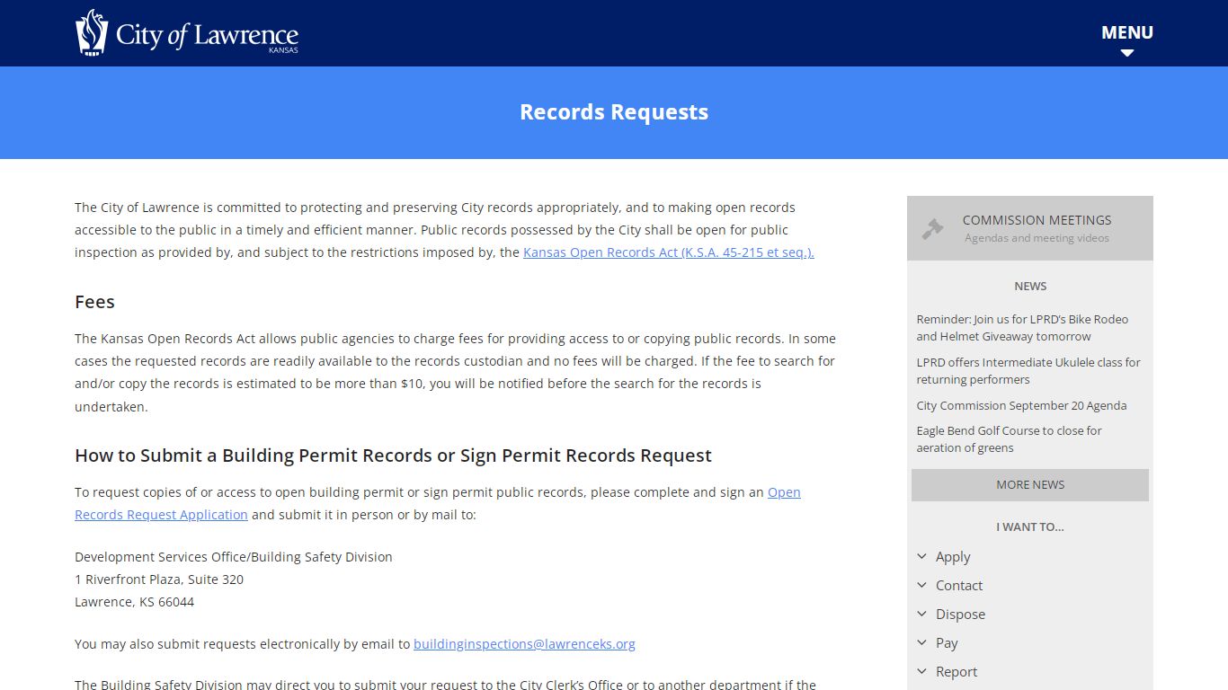 Records Requests - City of Lawrence, Kansas